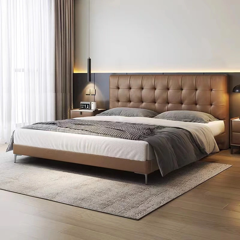 Grained Leather Bed