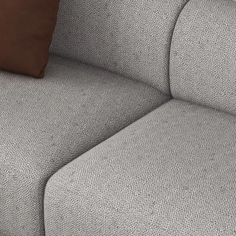 129.92'' Sectional Sofa Low-Seated Sofa with One Arm, Cotton&Linen Fabric, Gray