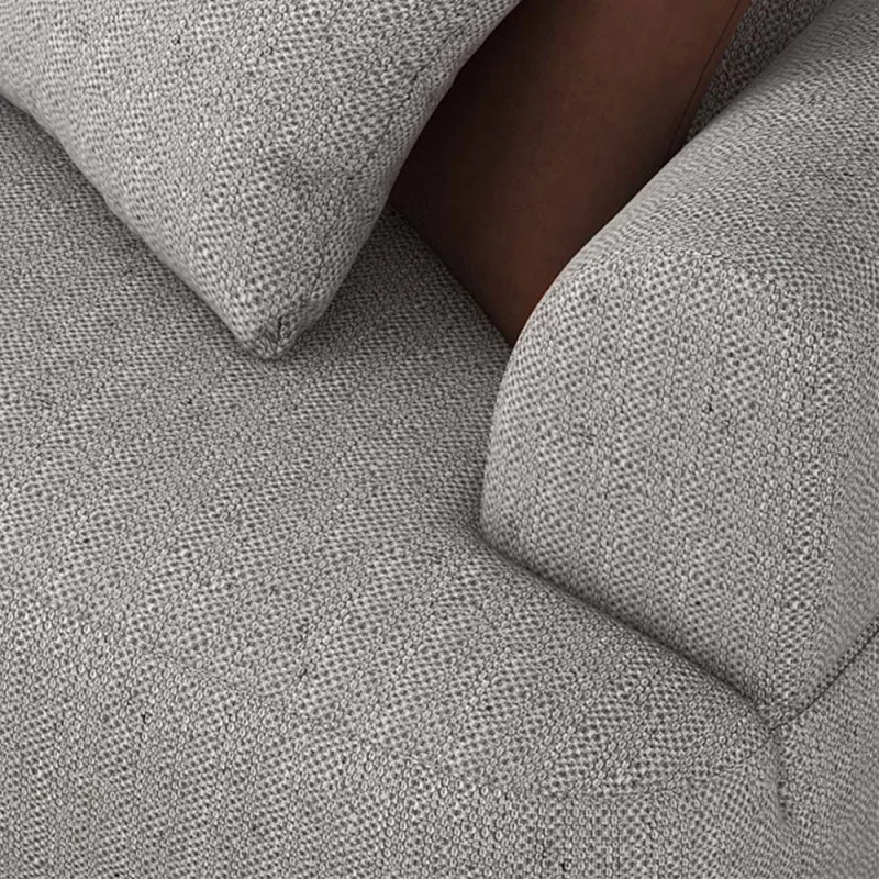 129.92'' Sectional Sofa Low-Seated Sofa with One Arm, Cotton&Linen Fabric, Gray