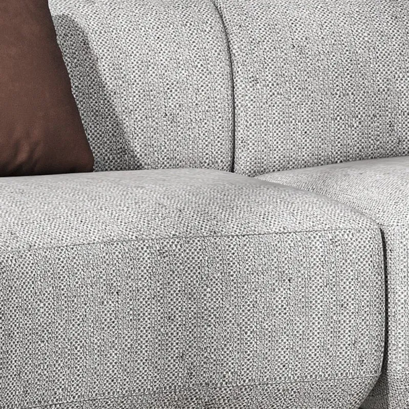 129.92'' Sectional Sofa Low-Seated Sofa with One Arm, Cotton&Linen Fabric, Gray