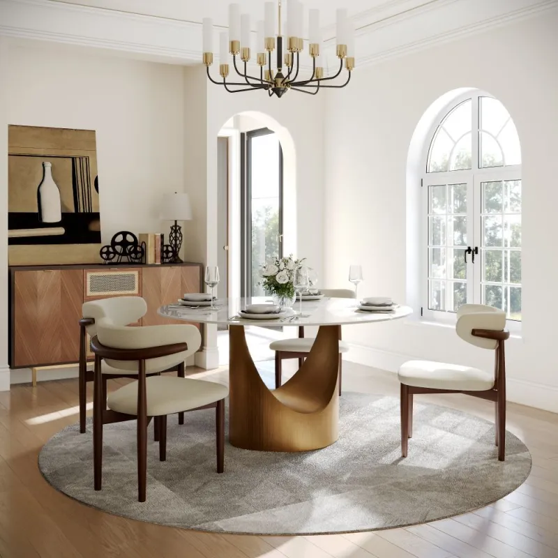 SMILE - 51.18" Hobart Modern Round Dining Table for 4