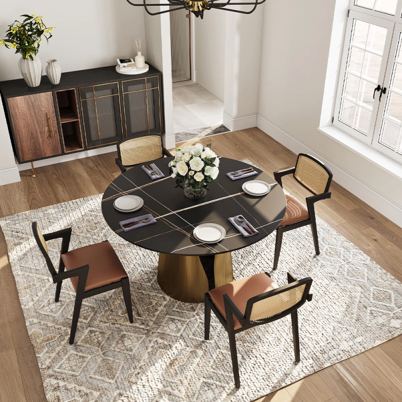 47"Modern Luxury White Round Dining Table for 4