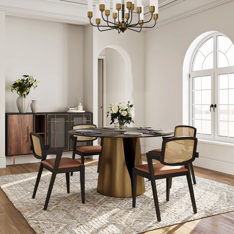 47"Modern Luxury White Round Dining Table for 4