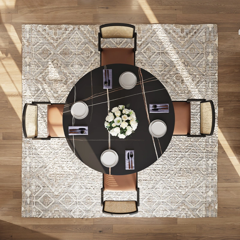 47"Modern Luxury White Round Dining Table for 4