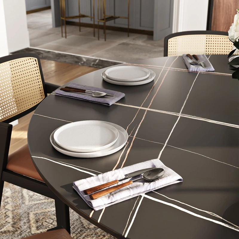 47"Modern Luxury White Round Dining Table for 4