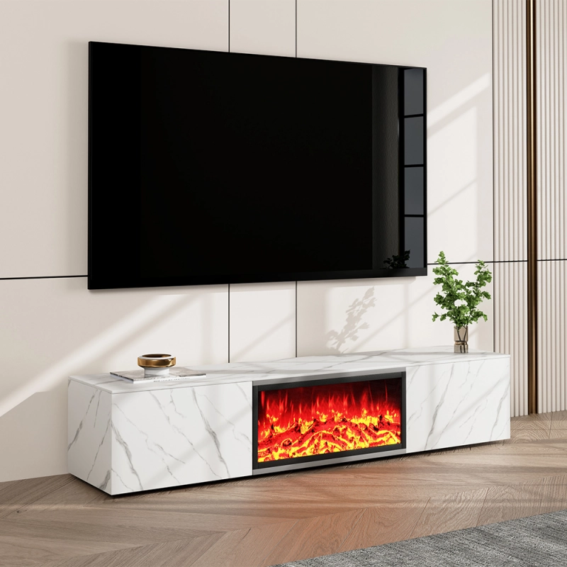 Modern Light Luxury Electric Fireplace TV Stand with LED Flame Effects