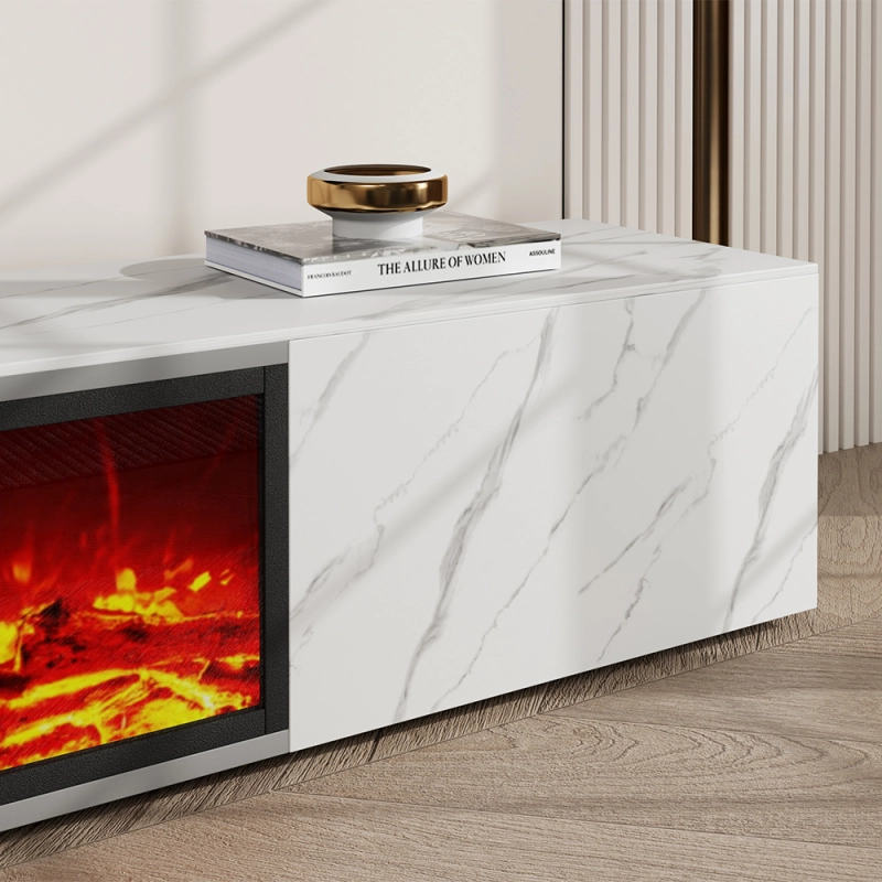 Modern Light Luxury Electric Fireplace TV Stand with LED Flame Effects