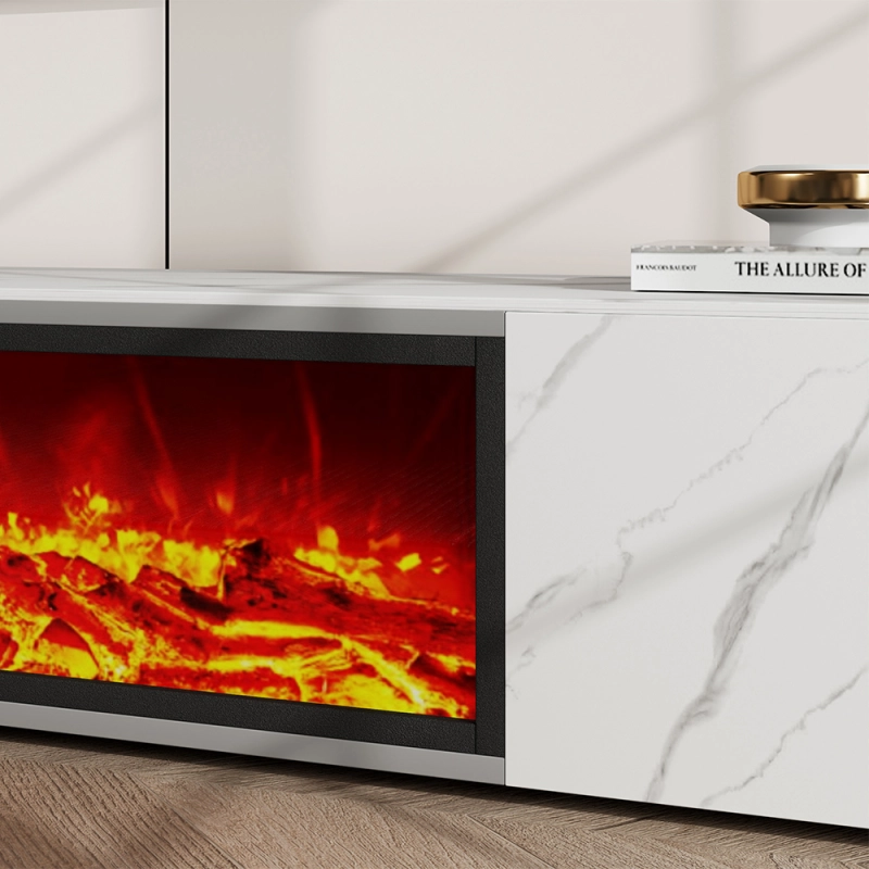 Modern Light Luxury Electric Fireplace TV Stand with LED Flame Effects