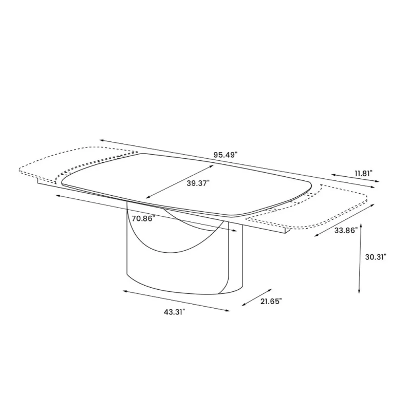 SMILE - 71"-95"Extendable Hobart Modern Dining Table for 6-10