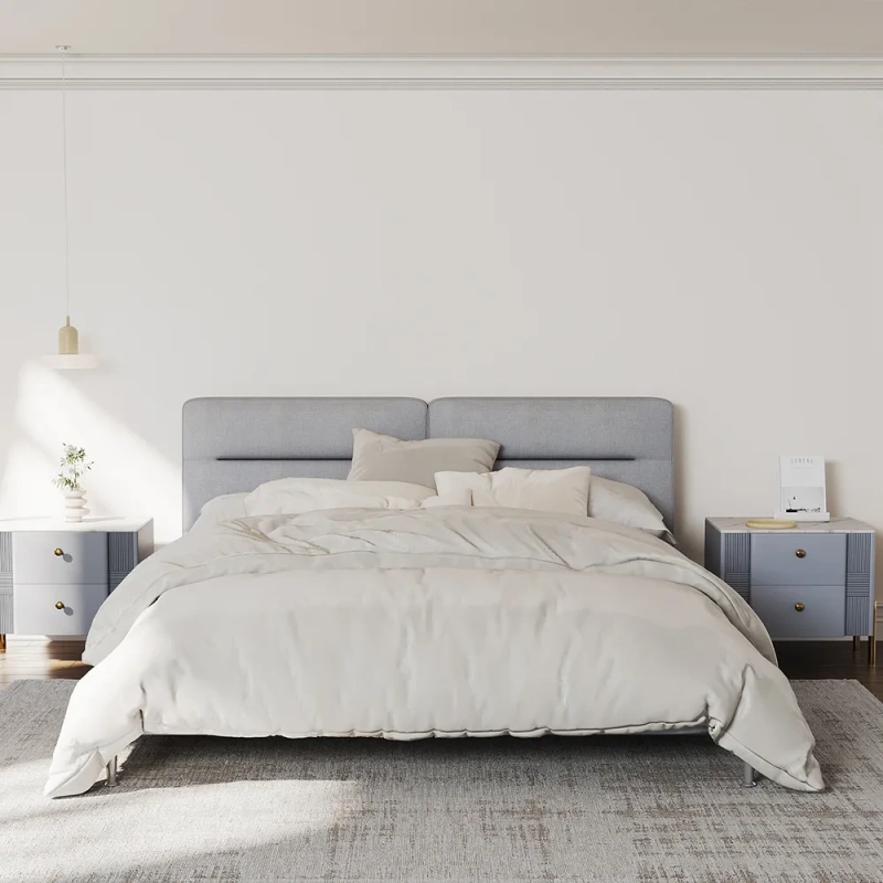 Upholstered Bed Frame King Size with Headboard
