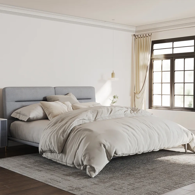 Upholstered Bed Frame King Size with Headboard
