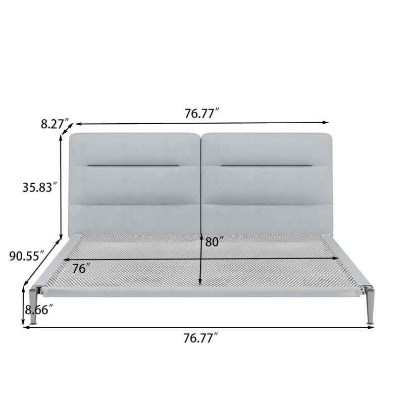 Upholstered Bed Frame King Size with Headboard