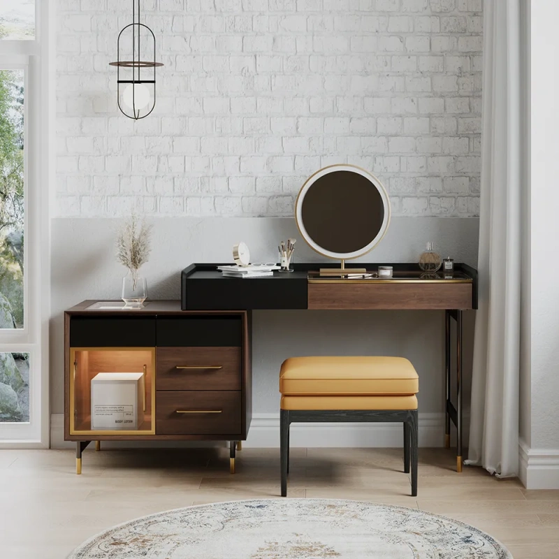 Mid-century Modern Makeup Vanity Table Set