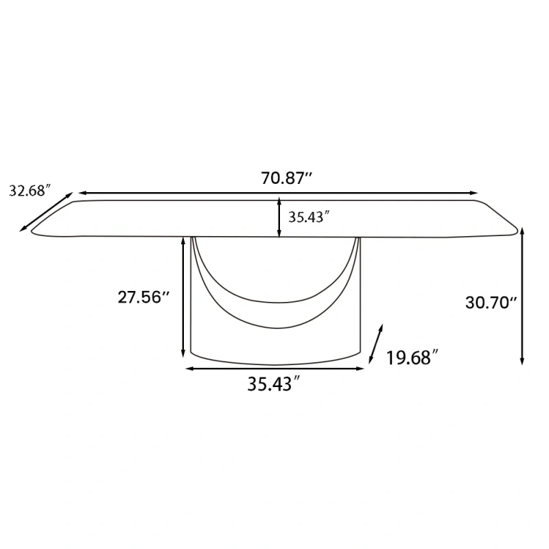 SMILE - 71"Hobart Modern Minimalist Dining Table For 4-6