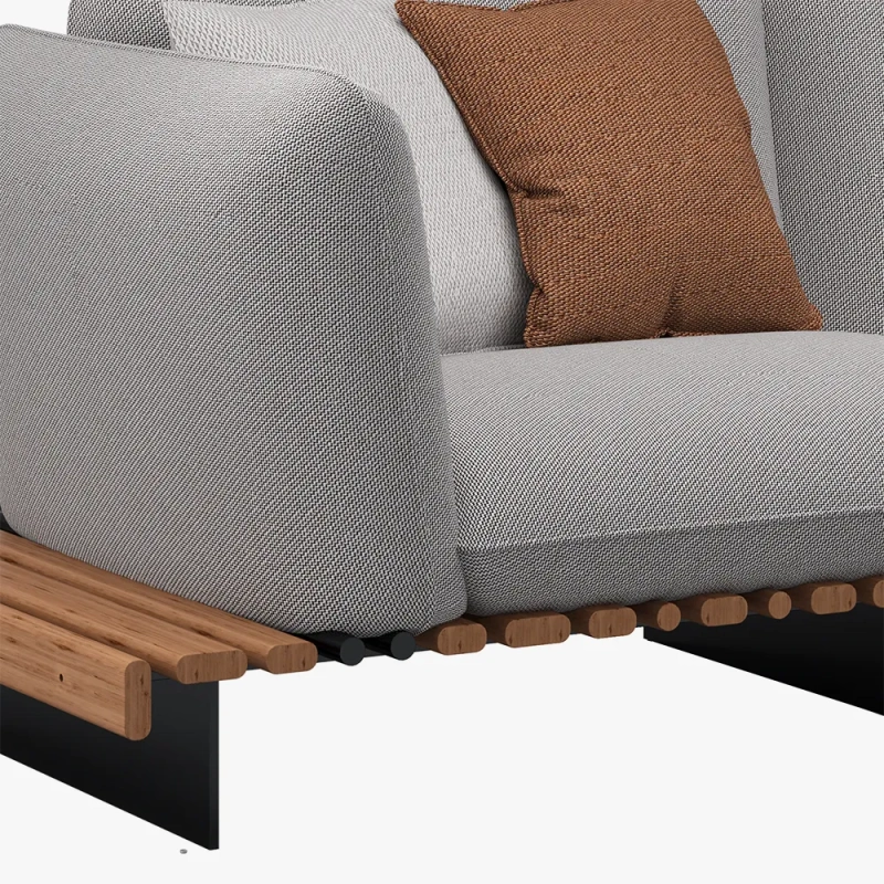 133.86" Mid-Century Linen Fabric Sofa