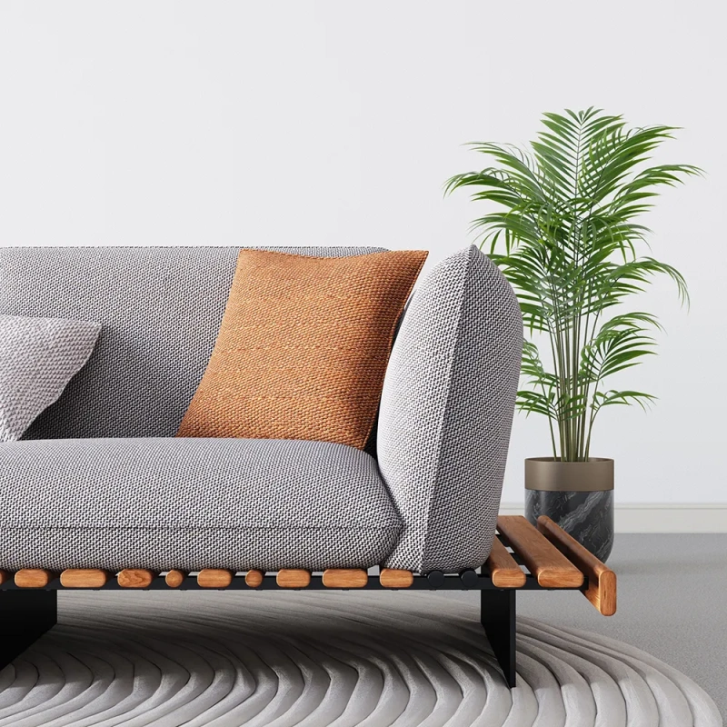 133.86" Mid-Century Linen Fabric Sofa