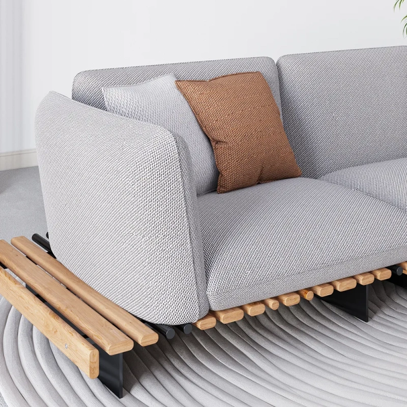 133.86" Mid-Century Linen Fabric Sofa