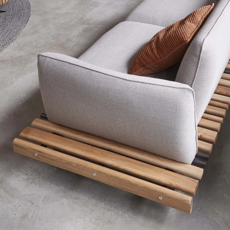 133.86" Mid-Century Linen Fabric Sofa