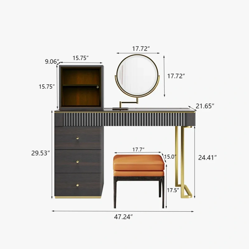 Mid-century Modern Makeup Vanity Table Set