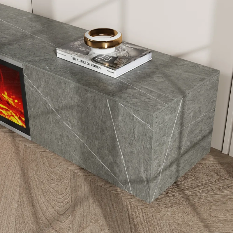 Modern Light Luxury Electric Fireplace TV Stand with LED Flame Effects