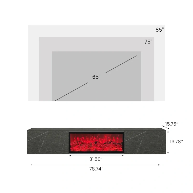 Modern Light Luxury Electric Fireplace TV Stand with LED Flame Effects