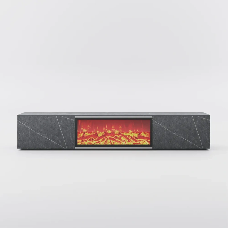 Modern Light Luxury Electric Fireplace TV Stand with LED Flame Effects