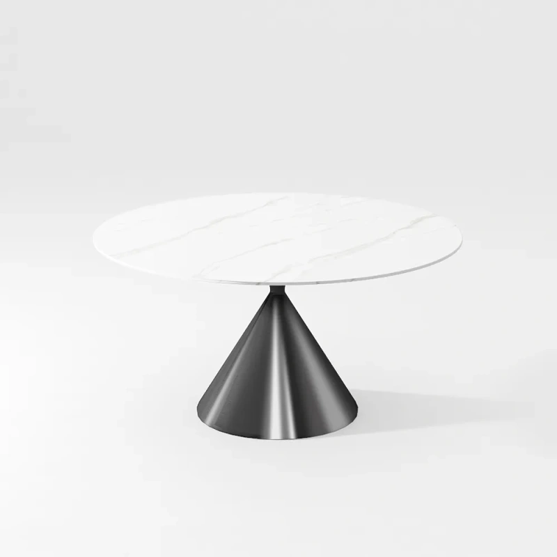 47.24"Modern Minimalist Tulip Pedestal Round Dining Table for 4-6 wish White Matte Sintered Stone Tabletop, Stainless Steel Base