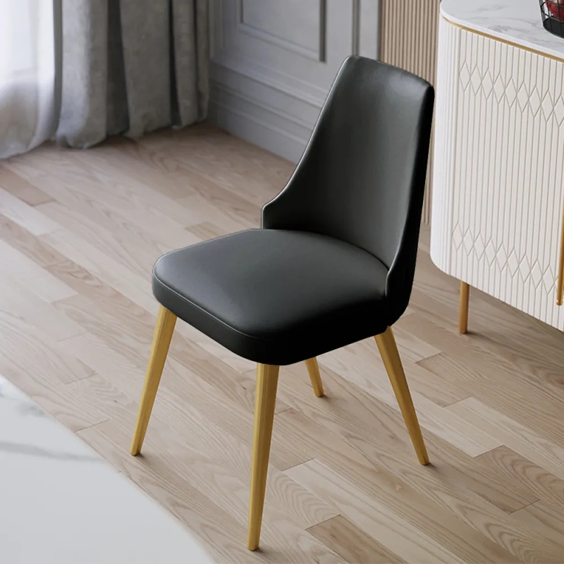 Modern Black Dining Chair (Set of 2) wish PU Lether Upholstery, Golden Stainless Steel Legs, Assembly Needed