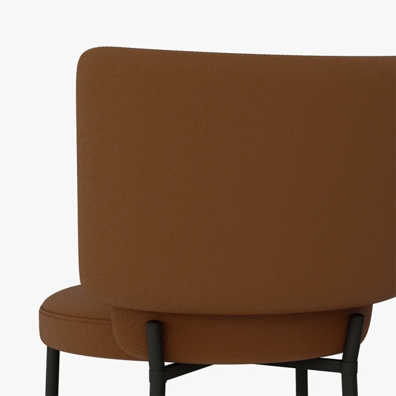 Modern Minimalist Orange Dining Chair(Set of 2) wish Black Carbon Steel Legs, Technology Leather,31.5"