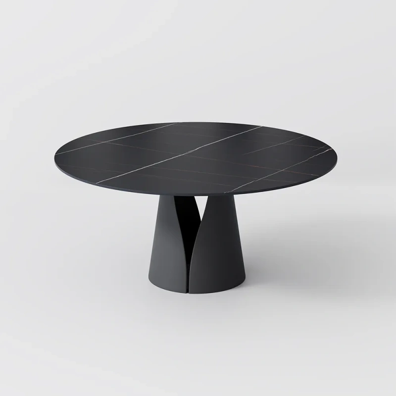 59.06" Modern Black Round Dining Table For 6
