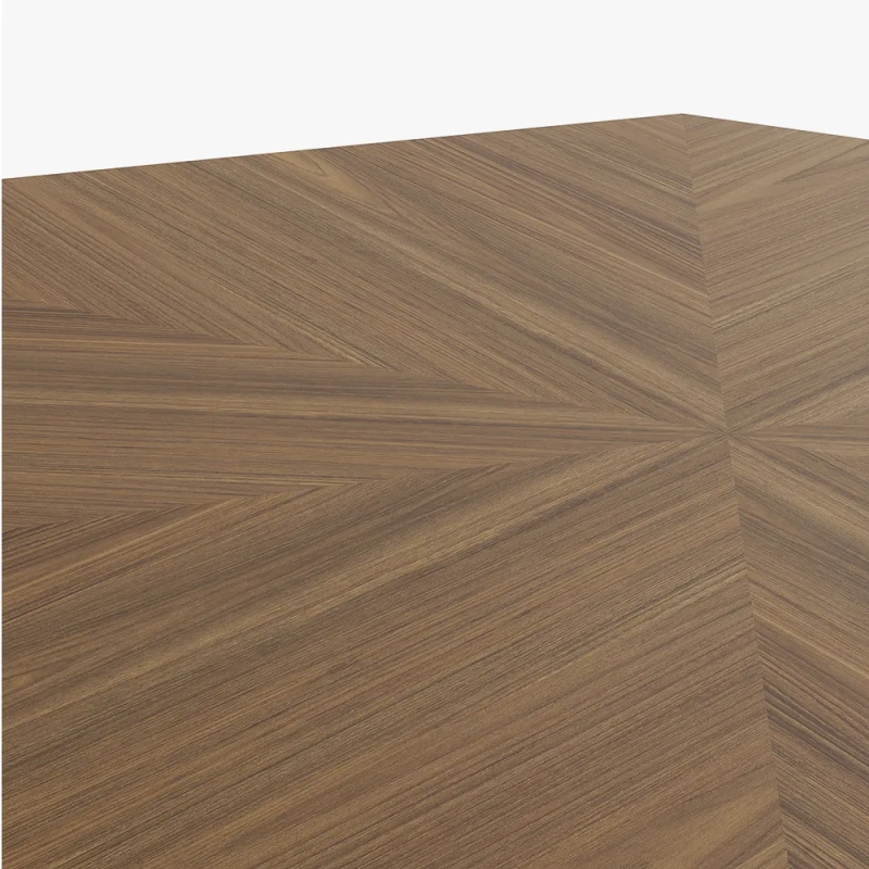 35.43" Modern Luxury Walnut Hexagonal Coffee Table wish Rubber Wood Tabletop with Adjustable Brass Legs