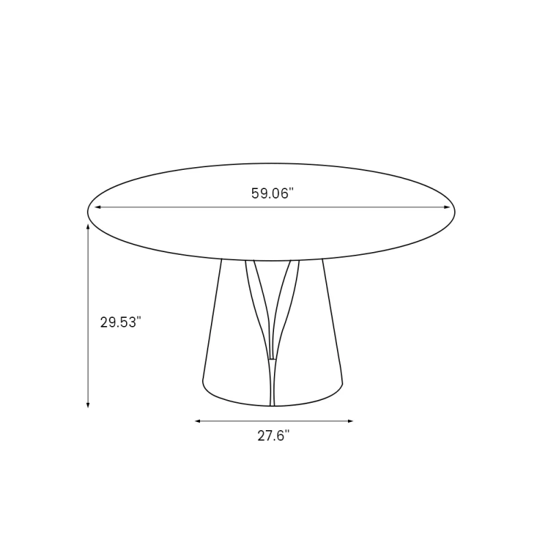 59.06" Modern Black Round Dining Table For 6