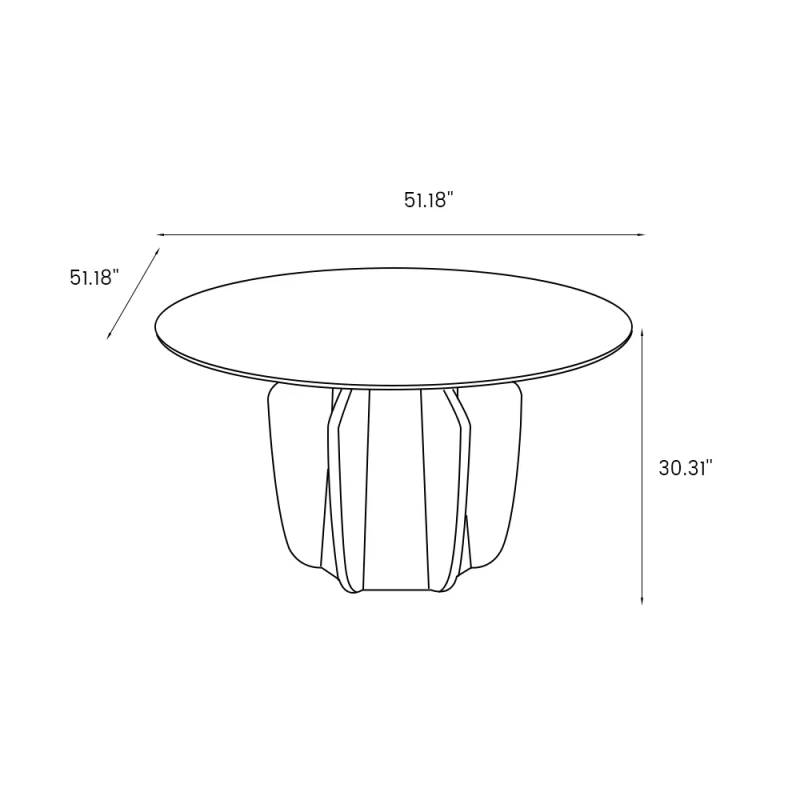 51.18"Mid-Century Modern Round Dining Table for 4 wish White Faux Marble Tabletop, Black Ash Solid Wood Base