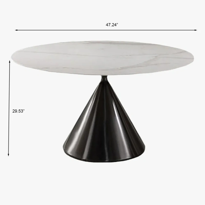 47.24"Modern Minimalist Tulip Pedestal Round Dining Table for 4-6 wish White Matte Sintered Stone Tabletop, Stainless Steel Base