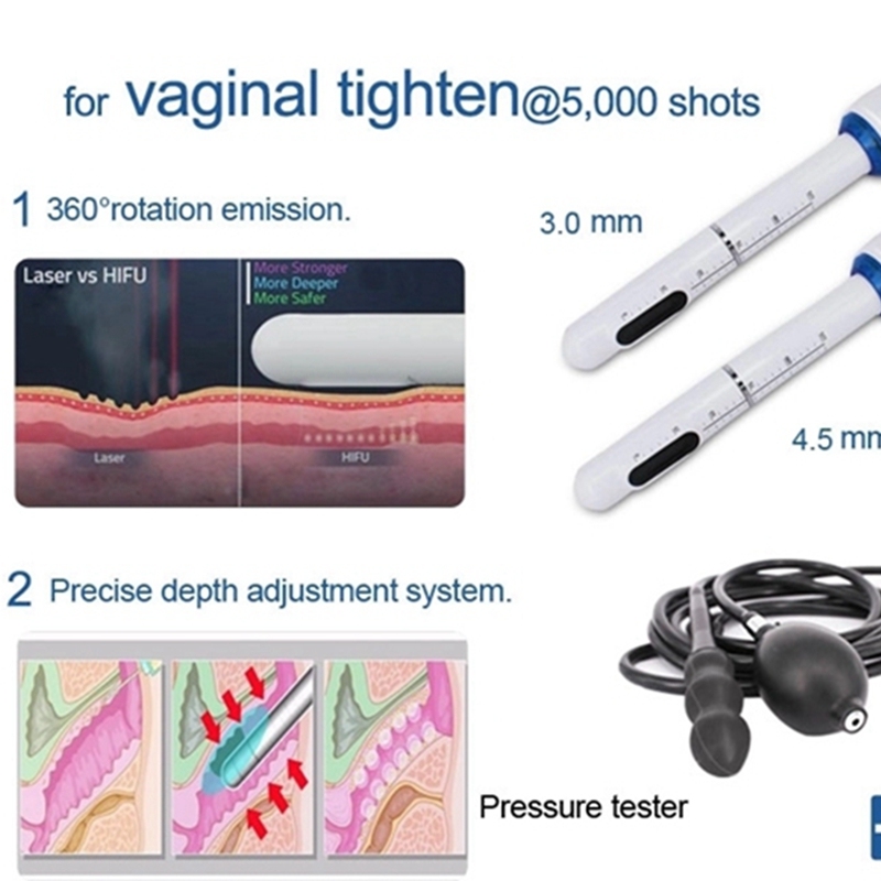 Portable UltrasonicVaginal Hifu Machine Vaginal Tighten Skin Care Rejuvenation 3.0mm/4.5mm Cartridges 10000 Shots