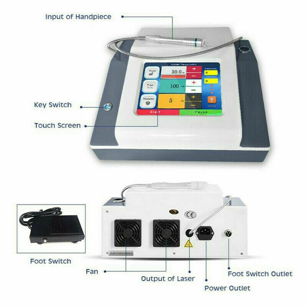 2in1 980nm Diode Laser Machine with Cold Hammer Facial Vascular Spider Vein Red Blood Vessels Removal