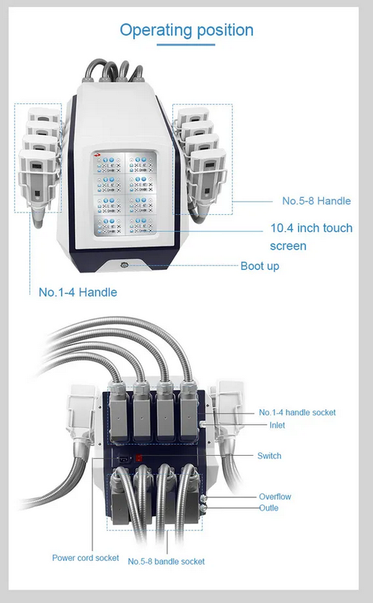Portable Ice Sculpture Machine 8 Board cryo slimming machine Fat Reduction Cryotherapy Cellulite Removal Body Sculpting Machine