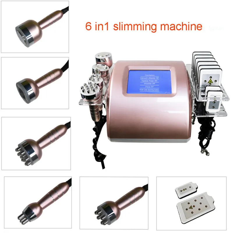 6 IN 1 40K Ultrasonic Cavitation Lipo Laser Liposuction Weight Loss Machines Radio Frequency Skin Tightening Vacumm Slimming Machine