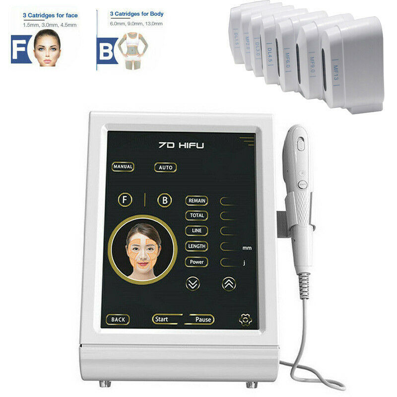 Ultrasonic 7D Hifu Machine with 7pcs Cartridges Face Skin Tightening Body Slimming Wrinkle Removal Skin Care Rejuvenation