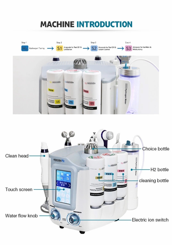 6 in 1 Aquasure H2 O2 Water Dermabrasion Hydra Facial Machine BIO Lifting Massage Aqua Peeling Face Care Deep Clean Anti Aging