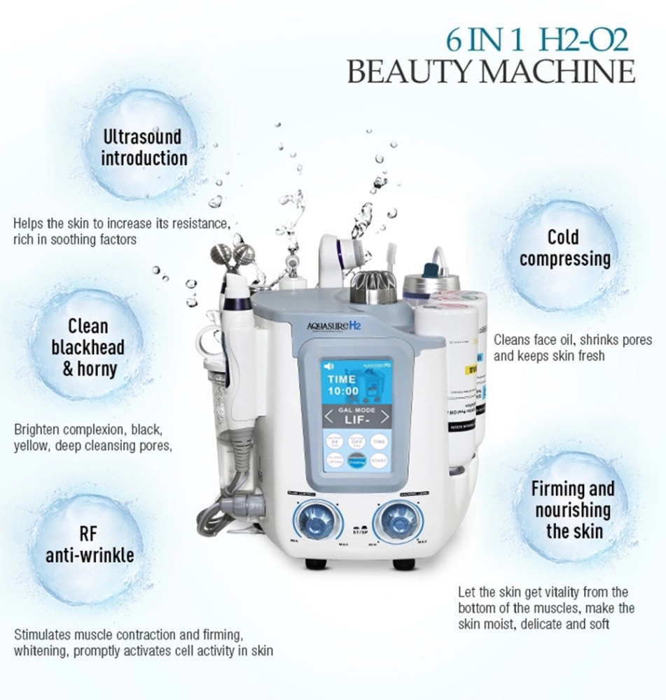 6 in 1 Aquasure H2 O2 Water Dermabrasion Hydra Facial Machine BIO Lifting Massage Aqua Peeling Face Care Deep Clean Anti Aging