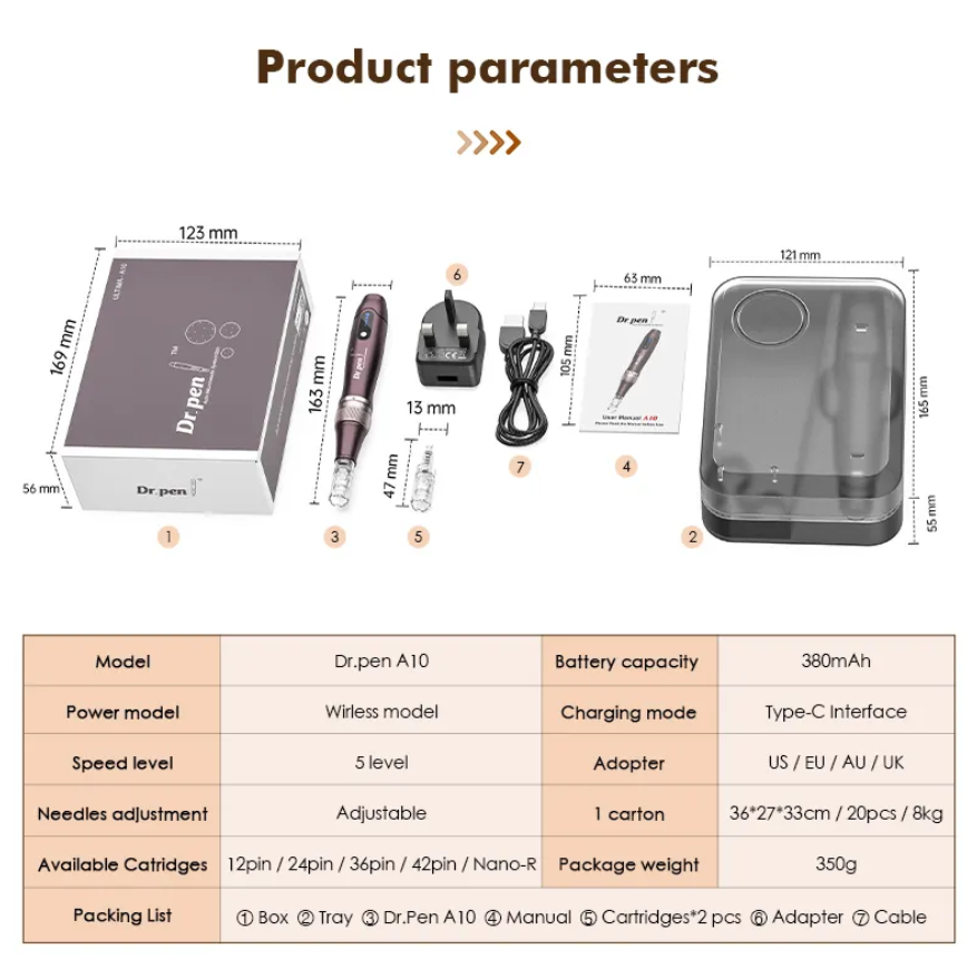 New Style Anti Aging Skin Therapy Remove Acne Micro Needle DR Pen A10 Derma Pen Needles Electric Dermapen