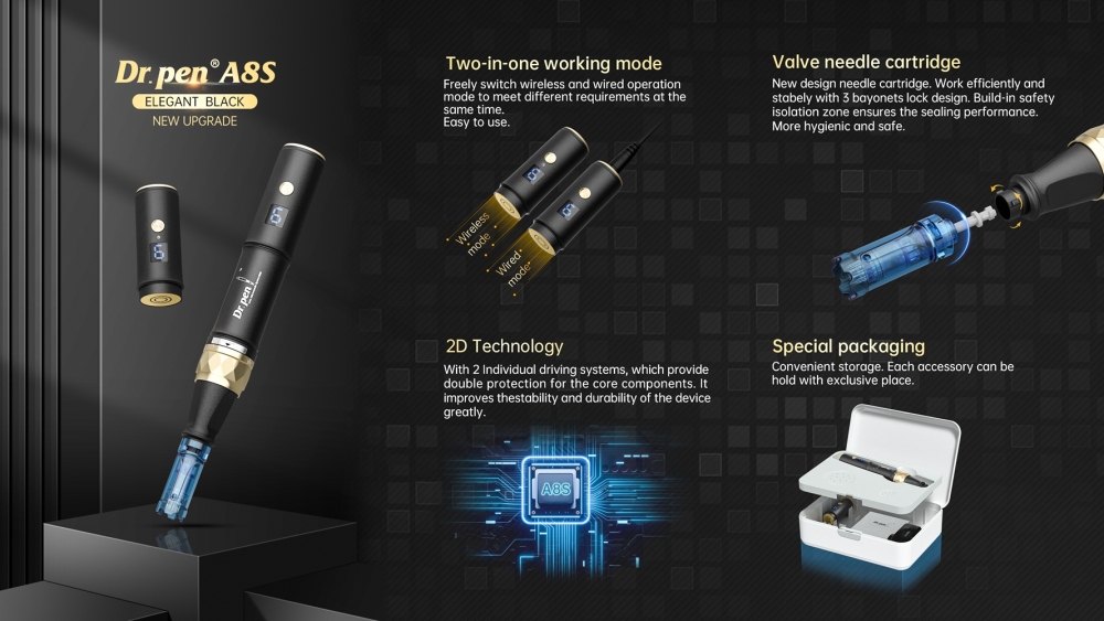 Latest Wireless Dermapen Microneedling Digital Derma Pen ULTIMA Dr Pen A8S 6 Speeds