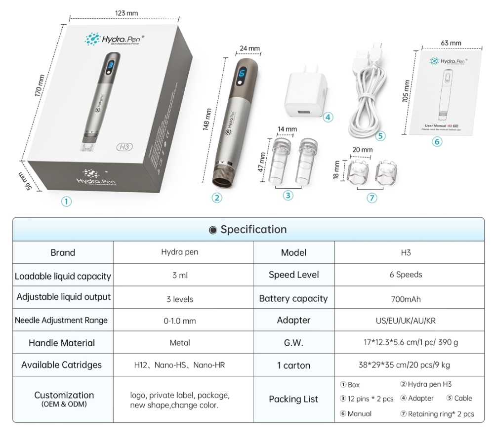 New arrival Liquid Injector Hydra pen Microneedling Hydra Pen H3 For Skin Care Rejuvenation MTS