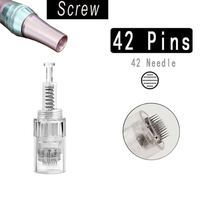 Rechargeable Electric Dr Pen Auto Microneedle System Set with Screw Cartridge Tips, or Replacement Needle Cartridges
