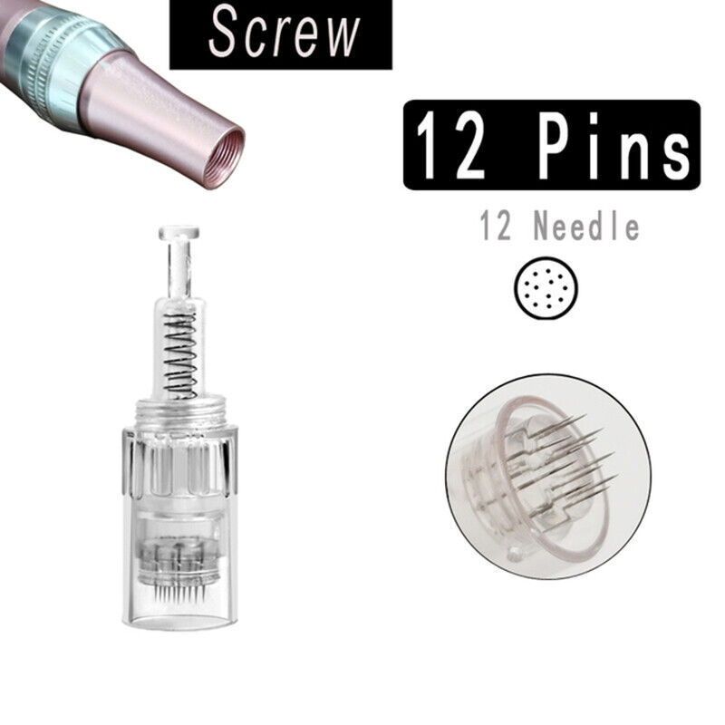 Rechargeable Electric Dr Pen Auto Microneedle System Set with Screw Cartridge Tips, or Replacement Needle Cartridges