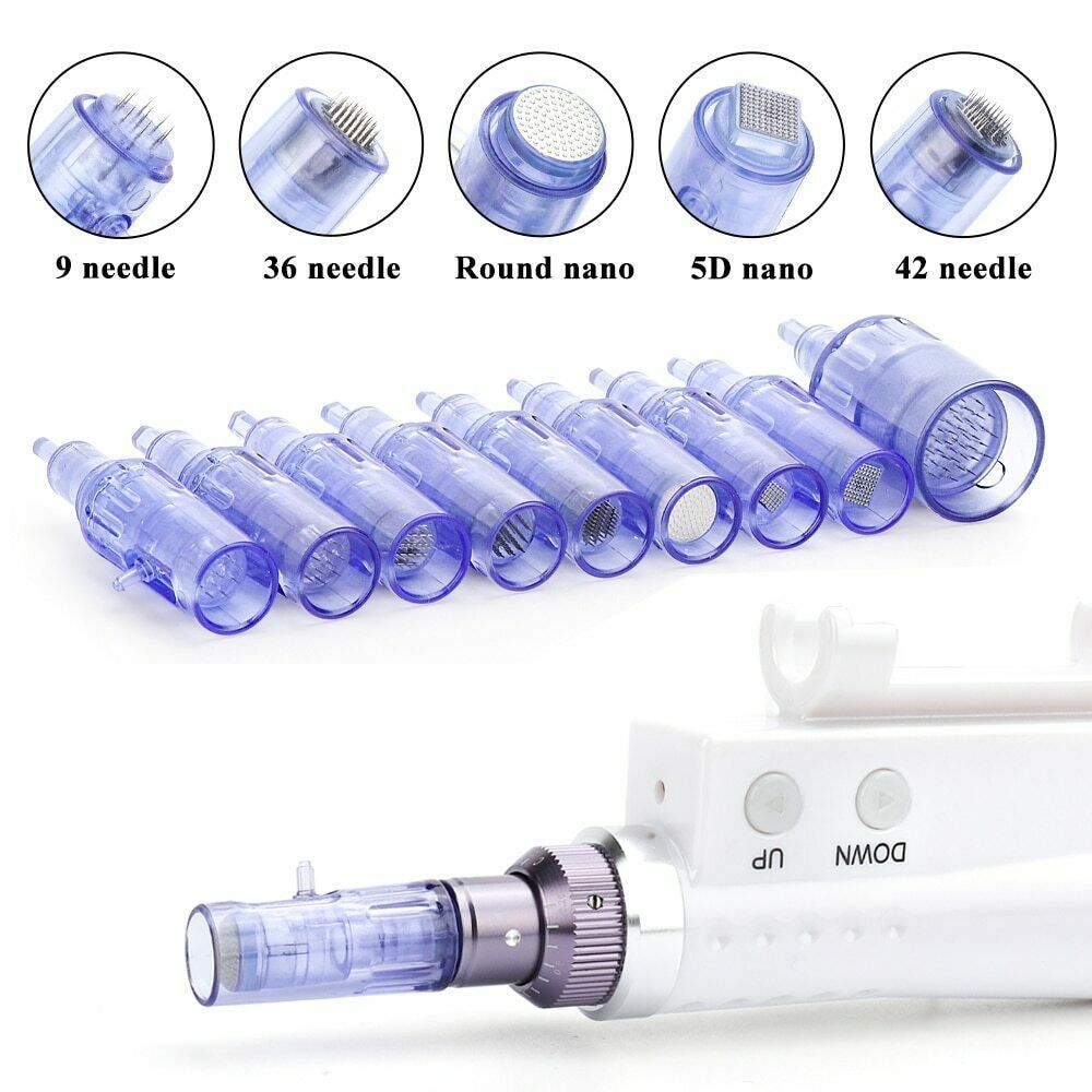 Price for 100pcs Replacement Needle Cartridge Tips for Mini Mesotherapy Meso Gun Derma Pen Micro Needle Stamp Anti Aging Facial Skin Care Beauty Machine