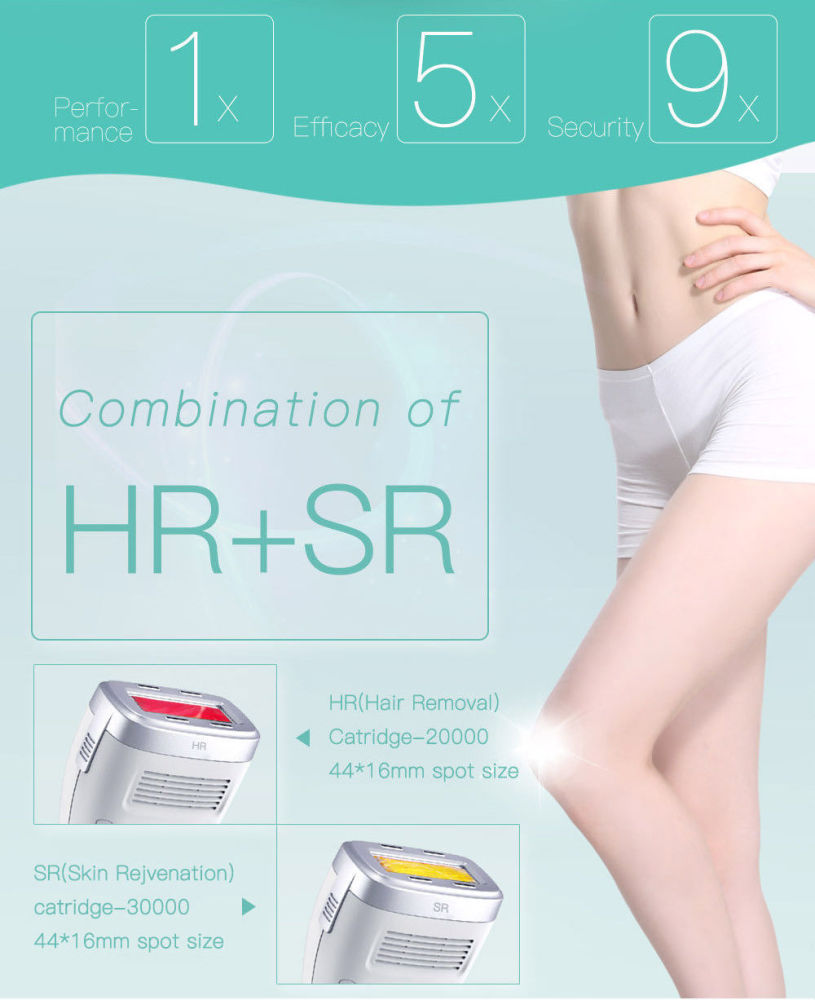 Portable IPL Laser Hair Removal Machine Portable Epilator With Two Flash Lamp HR Hair Removal SR Skin Rejunvenation