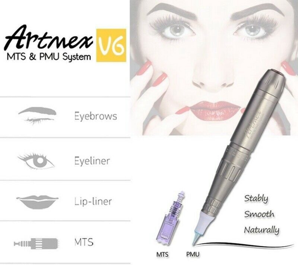Portable Permanent Makeup Tattoo Machine Artmex V6 Eye brow Lip Line Rotary Pen MTS PMU System Skin Beauty Salon and Home Use