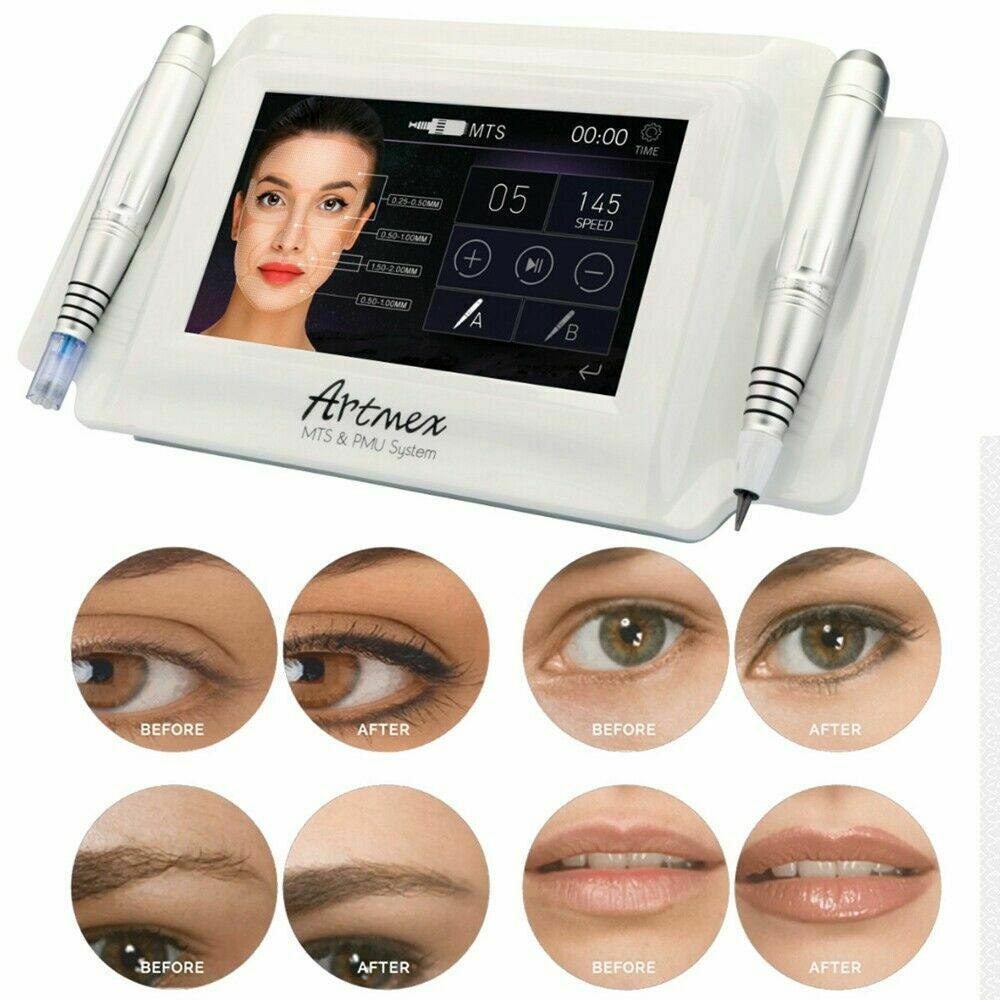 3pcs Permanent Makeup Digital Artmex V8 Touch Tattoo Machine Set Eye Brow Lip Rotary Pen MTS System
